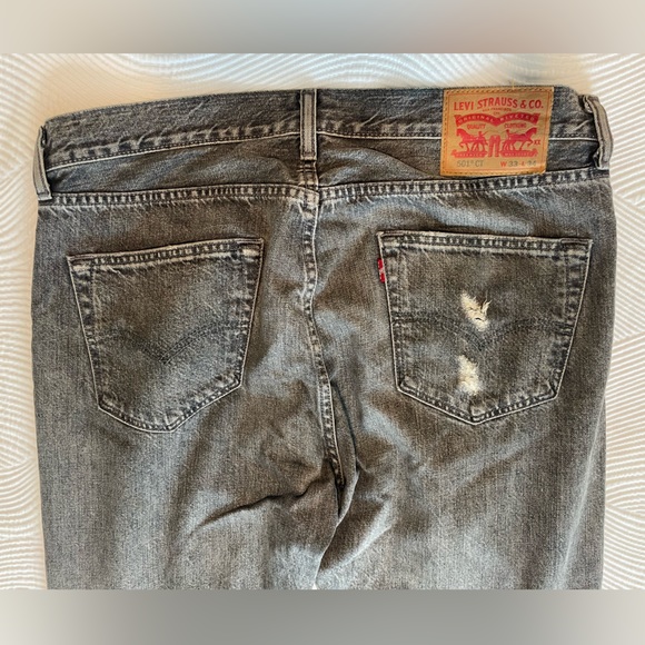 Levi’s 501 CT Taper Fit Grey Distressed Jeans - 33/34 - Picture 8 of 9